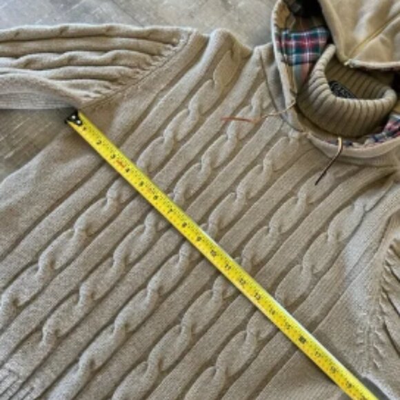 Gant Rugger Beige Wool Hoodie Jacket sz M RARE Cable Knit Sweater Varsity Preppy - Picture 6 of 11